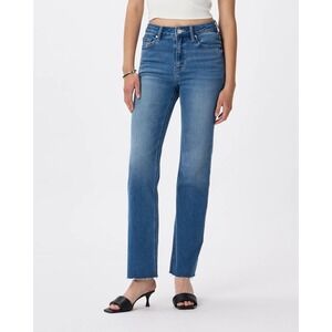NWT Quince Womens Bella Stretch Straight Jeans Twilight Blue Fray 30x26 Mom Jean
